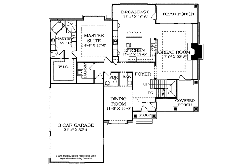 House Design - Floor Plan - Main Floor for Country House Plan #453-452 - 4 bed, 4.5 bath