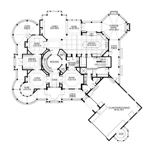 Architectural House Design - Craftsman Floor Plan - Main Floor Plan #132-523