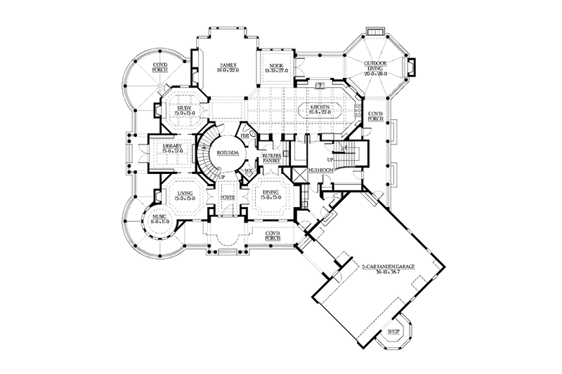Dream House Plan - Floor Plan - Main Floor for Craftsman House Plan #132-523 - 4 bed, 5 bath