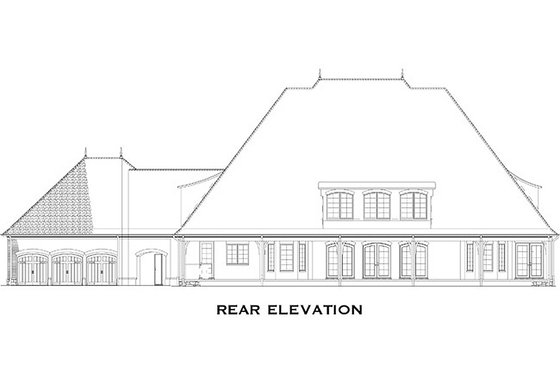 Exterior - Rear Elevation for European House Plan #17-2437 - 4 bed, 5.5 bath