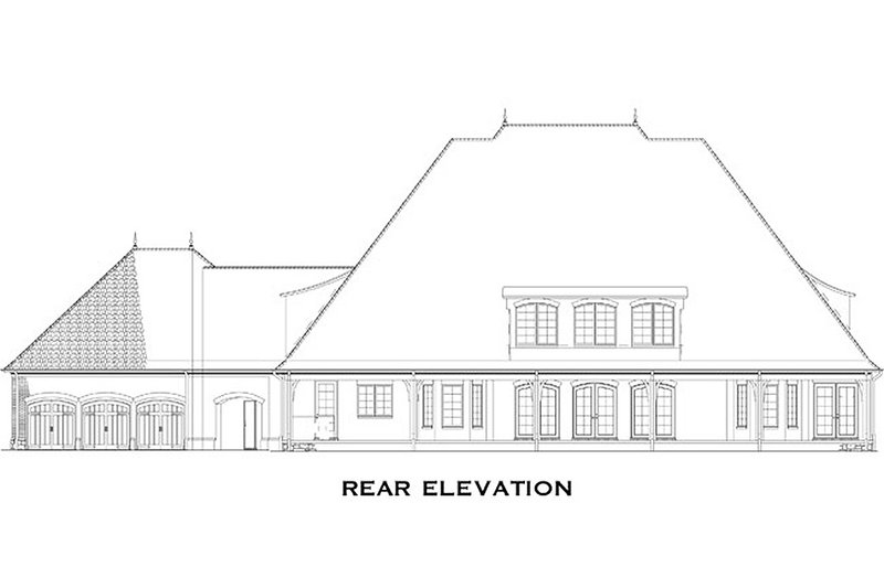 House Blueprint - Exterior - Rear Elevation for European House Plan #17-2437 - 4 bed, 5.5 bath