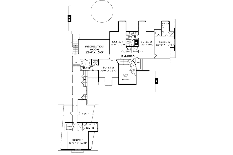 Dream House Plan - Floor Plan - Upper Floor for Country House Plan #453-243 - 6 bed, 5 bath