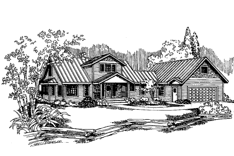 House Blueprint - Craftsman Exterior - Front Elevation Plan #60-724