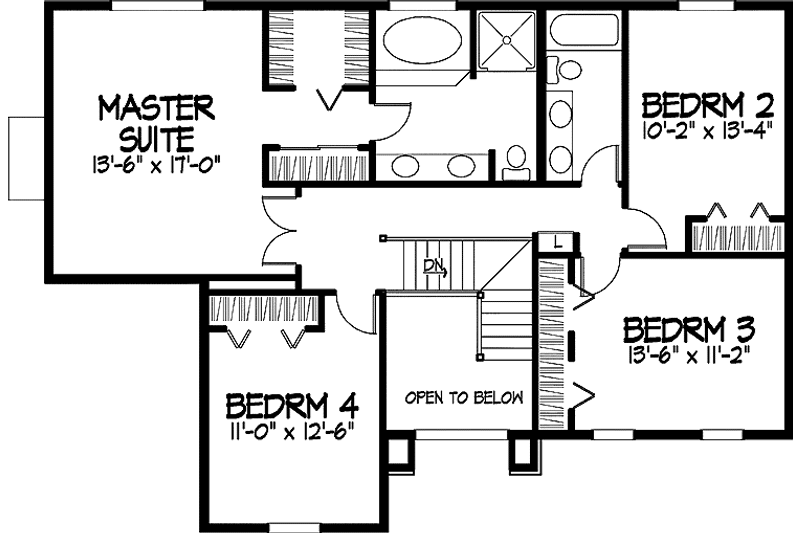Dream House Plan - Floor Plan - Upper Floor for Traditional House Plan #320-884 - 4 bed, 2.5 bath