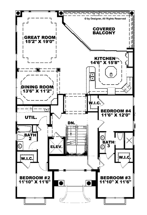 Architectural House Design - Mediterranean Floor Plan - Main Floor Plan #1017-95