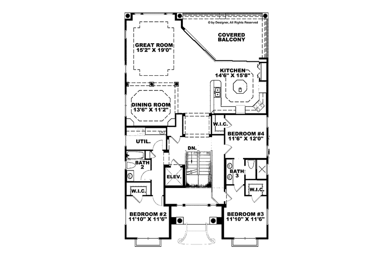 Home Plan - Floor Plan - Main Floor for Mediterranean House Plan #1017-95 - 5 bed, 3 bath