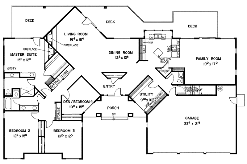 Home Plan - Floor Plan - Main Floor for Contemporary House Plan #60-819 - 4 bed, 2.5 bath
