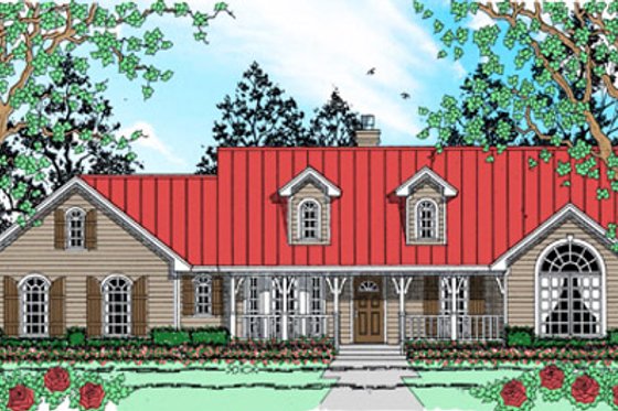 Exterior - Front Elevation for Southern House Plan #42-410 - 3 bed, 2 bath