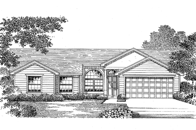 Architectural House Design - Exterior - Front Elevation 3 for Ranch House Plan #999-43 - 3 bed, 2 bath