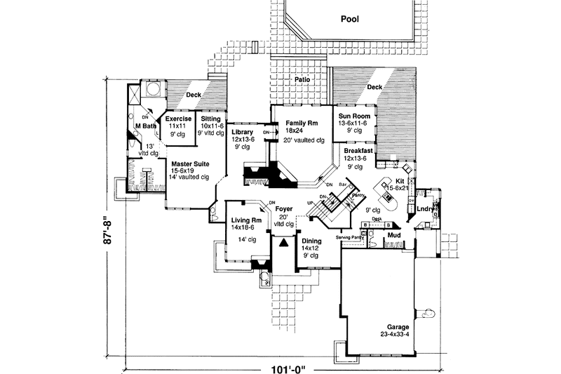 House Blueprint - Floor Plan - Main Floor for Traditional House Plan #320-564 - 4 bed, 4.5 bath
