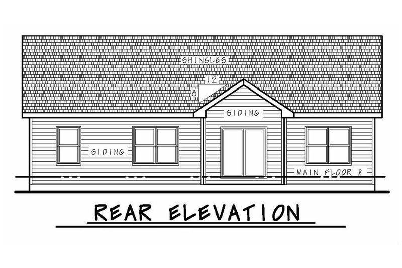 Home Plan - Exterior - Rear Elevation for Craftsman House Plan #20-2182 - 3 bed, 2 bath