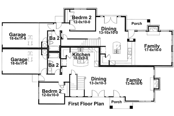 Floor Plan - Main Floor for Mediterranean House Plan #120-225 - 3 bed, 3 bath