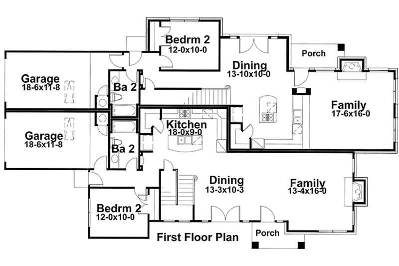 Home Plan - Floor Plan - Main Floor for Mediterranean House Plan #120-225 - 3 bed, 3 bath