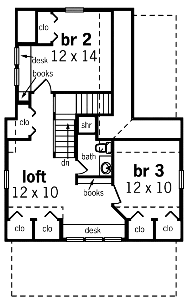 Cottage Floor Plan - Upper Floor Plan #45-317