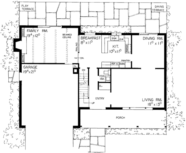 House Blueprint - Country Floor Plan - Main Floor Plan #72-572