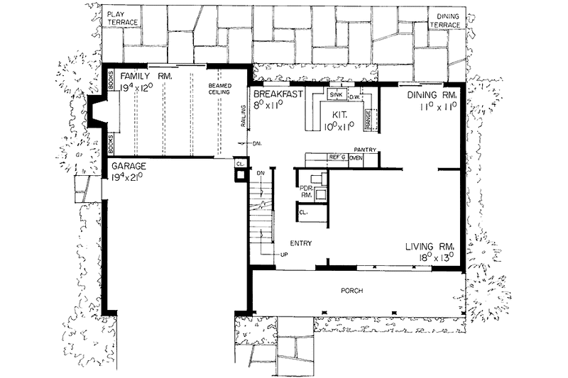 Dream House Plan - Floor Plan - Main Floor for Country House Plan #72-572 - 4 bed, 2.5 bath