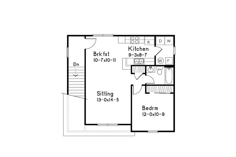 Architectural House Design - Floor Plan - Upper Floor for Traditional House Plan #22-456 - 1 bed, 1 bath