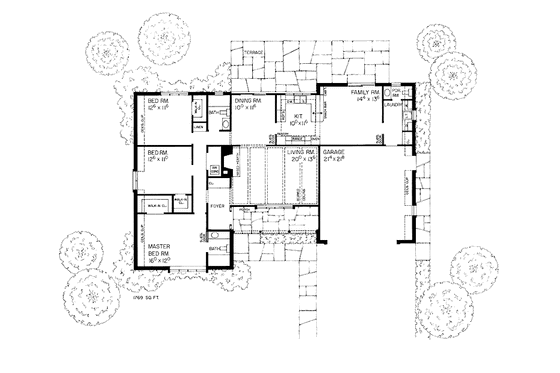 Floor Plan - Main Floor for Tudor House Plan #72-600 - 3 bed, 2.5 bath