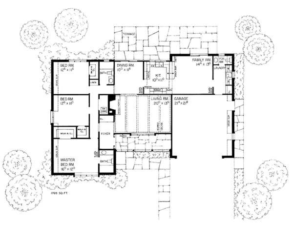 Architectural House Design - Tudor Floor Plan - Main Floor Plan #72-600