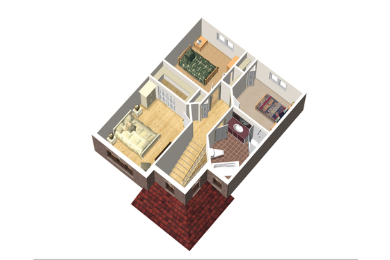 Floor Plan - Upper Floor 1 for European House Plan #25-4556 - 3 bed, 1 bath