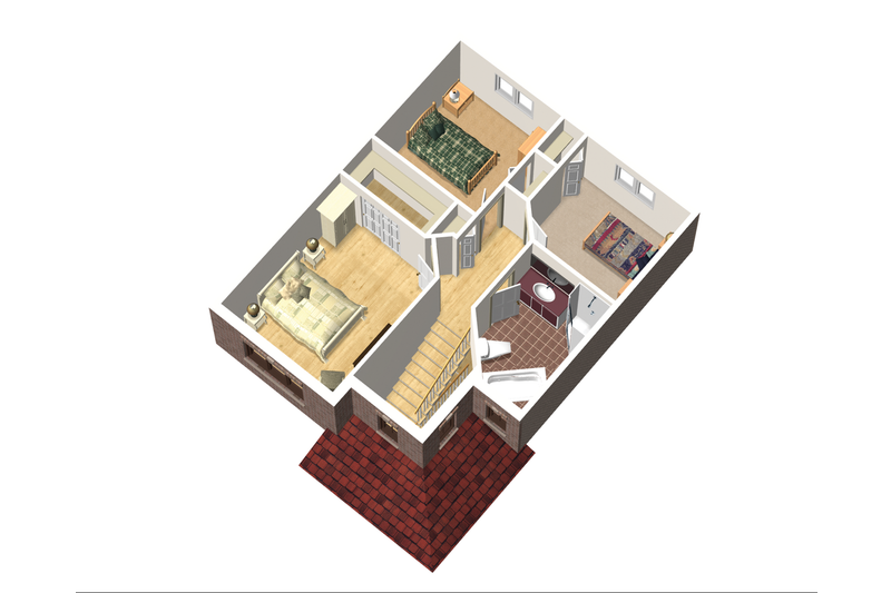 House Blueprint - Floor Plan - Upper Floor 1 for European House Plan #25-4556 - 3 bed, 1 bath