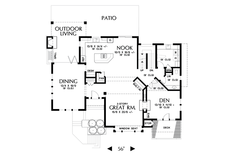 House Design - Floor Plan - Main Floor for Craftsman House Plan #48-697 - 4 bed, 3.5 bath