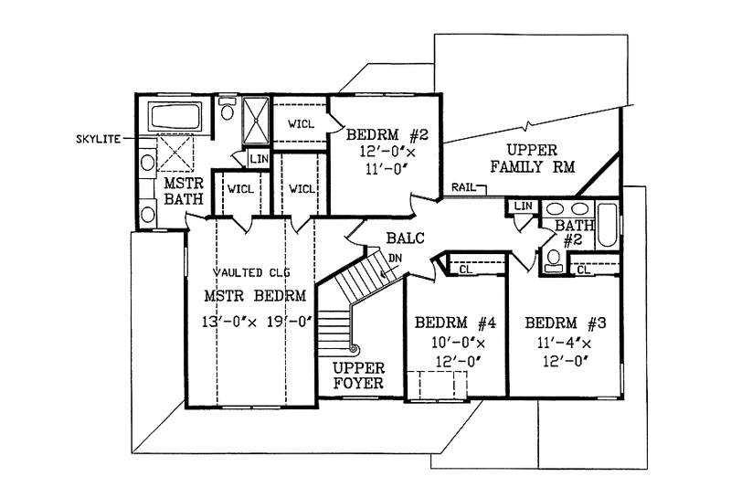 Architectural House Design - Floor Plan - Upper Floor for Country House Plan #314-201 - 4 bed, 2.5 bath
