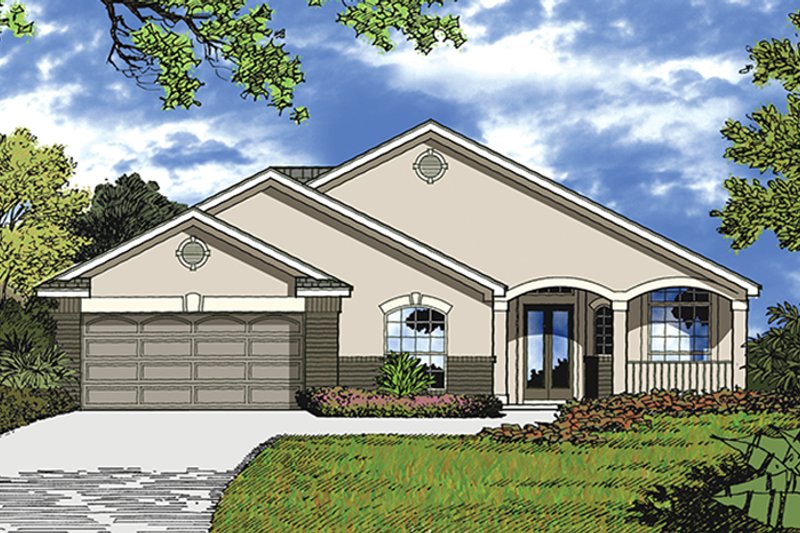 Home Plan - Exterior - Front Elevation 4 for Mediterranean House Plan #417-853 - 4 bed, 2 bath