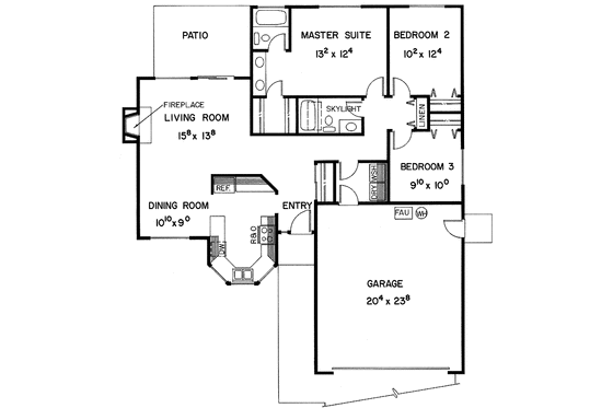 Floor Plan - Main Floor for Tudor House Plan #60-702 - 3 bed, 2 bath