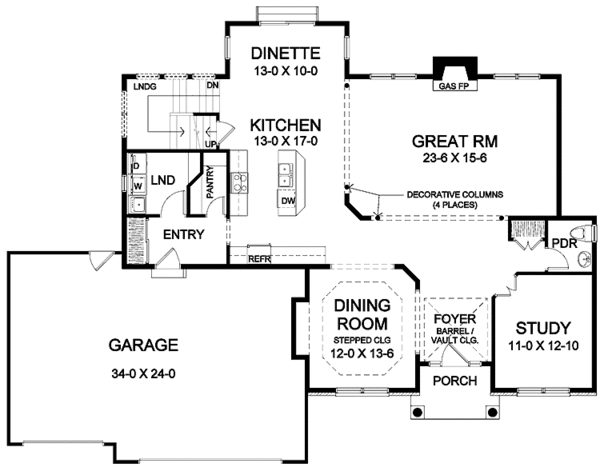 Architectural House Design - Traditional Floor Plan - Main Floor Plan #328-392