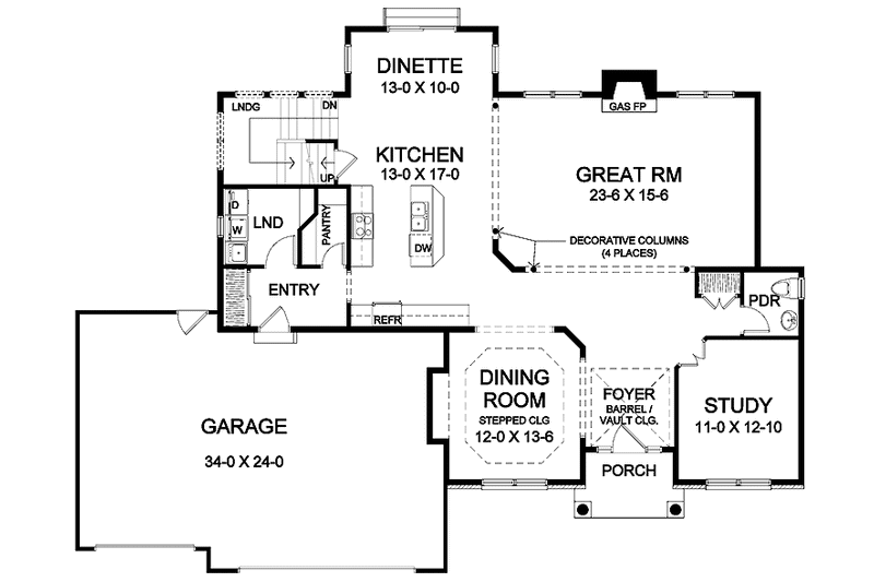Home Plan - Floor Plan - Main Floor for Traditional House Plan #328-392 - 4 bed, 2 bath