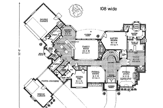 Floor Plan - Main Floor for European House Plan #310-349 - 5 bed, 4.5 bath