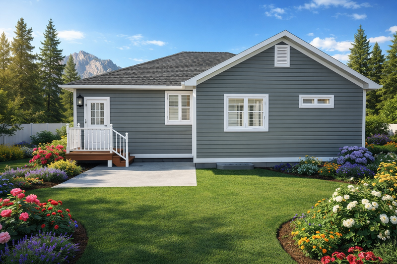 House Blueprint - Exterior - Rear Elevation 1 for Ranch House Plan #1060-438 - 2 bed, 2 bath
