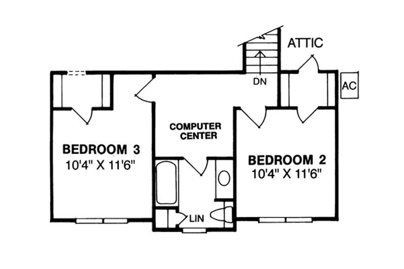 House Design - Floor Plan - Upper Floor for Country House Plan #20-235 - 3 bed, 2.5 bath