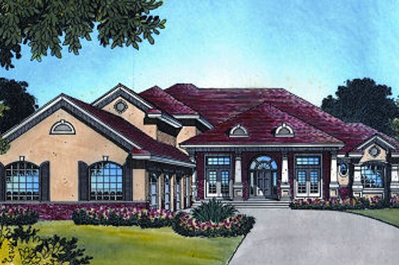 Exterior - Front Elevation for European House Plan #417-395 - 4 bed, 4.5 bath