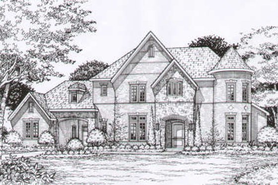 Exterior - Front Elevation for European House Plan #141-263 - 5 bed, 4.5 bath