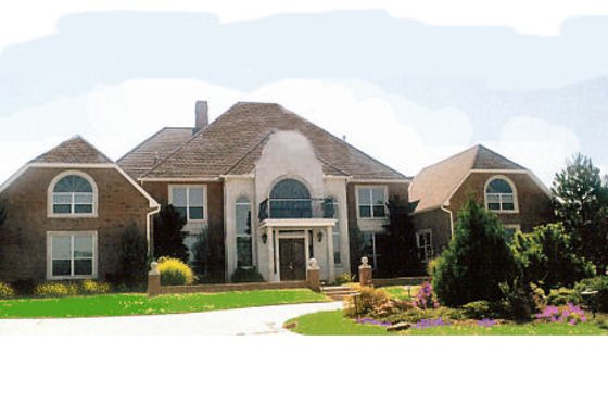 Exterior - Front Elevation for European House Plan #52-218 - 4 bed, 4.5 bath