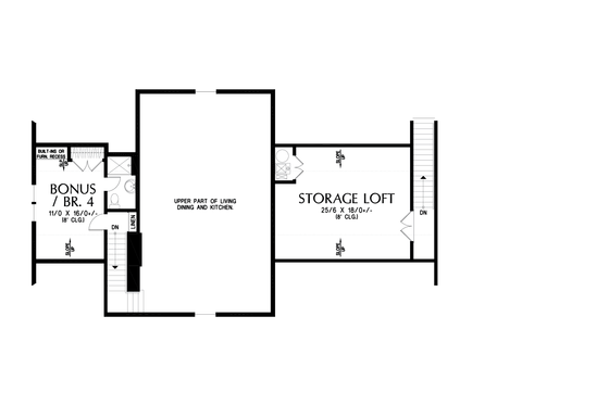 Floor Plan - Upper Floor for Barndominium House Plan #48-1212 - 4 bed, 3.5 bath