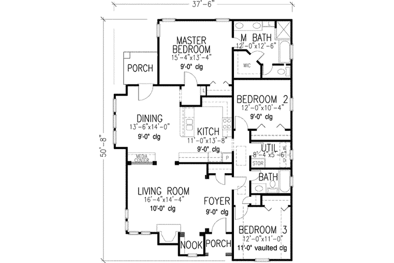 Home Plan - Floor Plan - Main Floor for European House Plan #410-339 - 3 bed, 2 bath