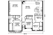 European Style House Plan - 3 Beds 2 Baths 1725 Sq/Ft Plan #84-207 