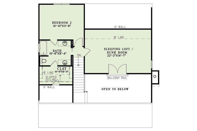 House Blueprint - Floor Plan - Upper Floor for Country House Plan #17-3450 - 3 bed, 2 bath