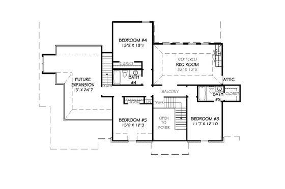 Floor Plan - Upper Floor for European House Plan #424-214 - 5 bed, 4 bath