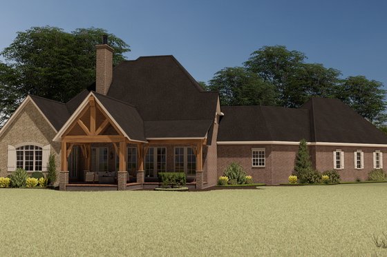 Exterior - Rear Elevation 2 for European House Plan #17-3447 - 5 bed, 3.5 bath