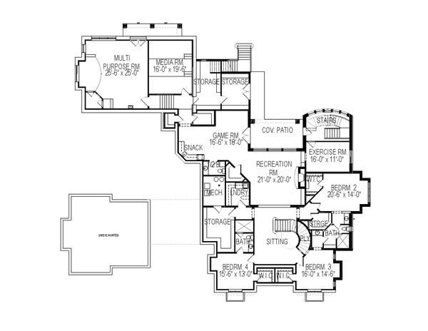 Dream House Plan - European Floor Plan - Lower Floor Plan #920-65
