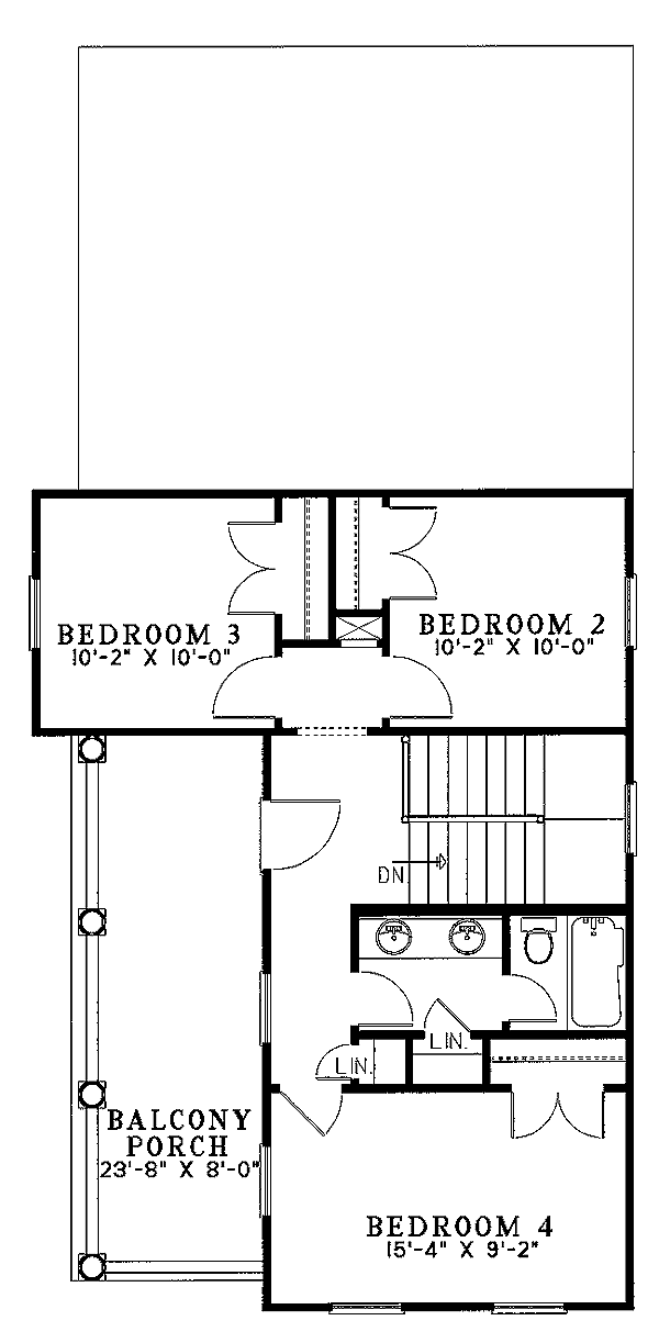Home Plan - Southern Floor Plan - Upper Floor Plan #17-2031