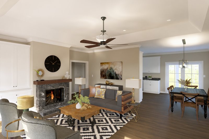 Home Plan - Interior - Family Room for Farmhouse House Plan #44-258 - 3 bed, 2 bath