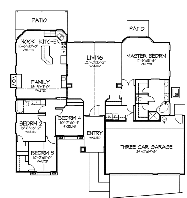 Architectural House Design - Mediterranean Floor Plan - Main Floor Plan #320-972