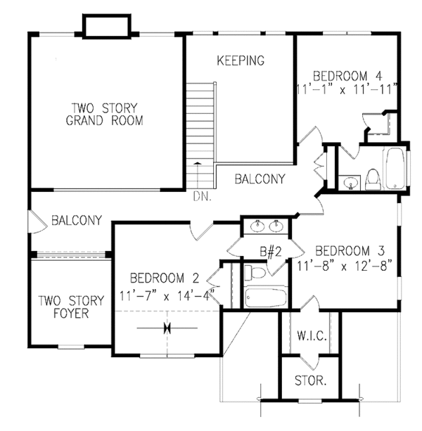House Design - Traditional Floor Plan - Upper Floor Plan #54-323