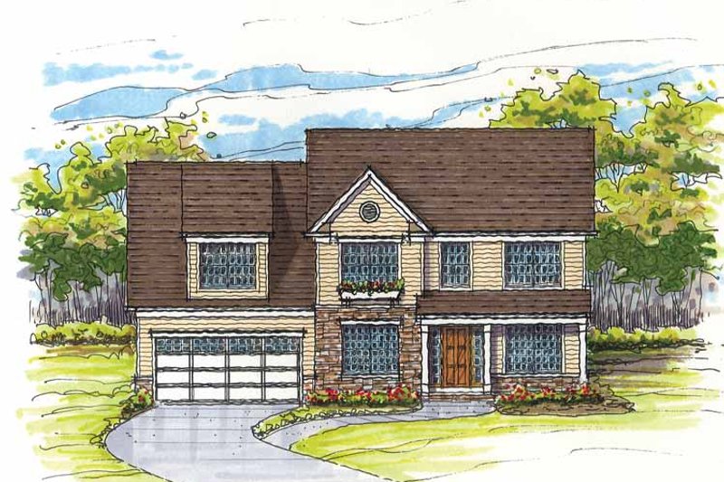 Dream House Plan - Exterior - Front Elevation 3 for Traditional House Plan #435-11 - 3 bed, 2.5 bath