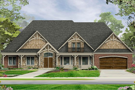 Exterior - Front Elevation 3 for Craftsman House Plan #1057-6 - 3 bed, 2 bath